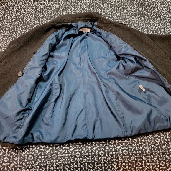 Calvin Klein Black 8P Wool Dressy Business Casual Lined Pea Coat Jacket - Picture 4 of 7